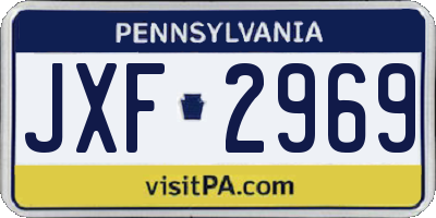 PA license plate JXF2969
