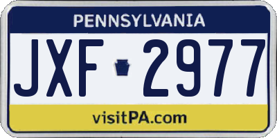 PA license plate JXF2977