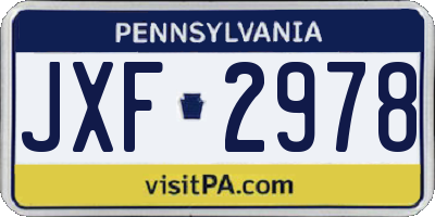 PA license plate JXF2978