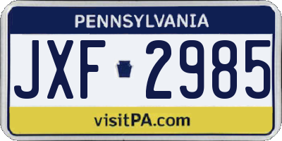 PA license plate JXF2985
