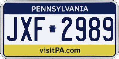 PA license plate JXF2989