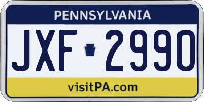 PA license plate JXF2990