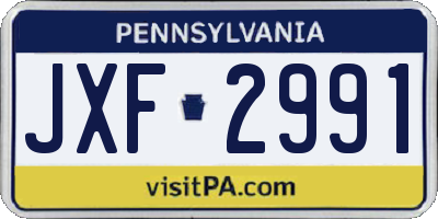 PA license plate JXF2991