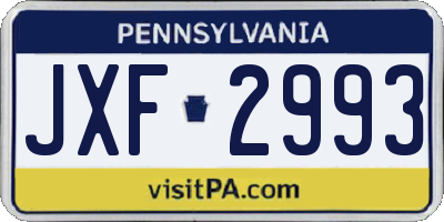 PA license plate JXF2993