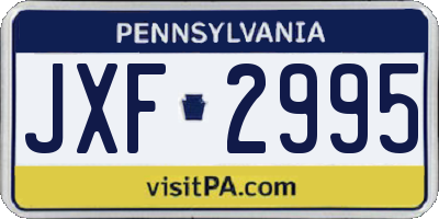 PA license plate JXF2995