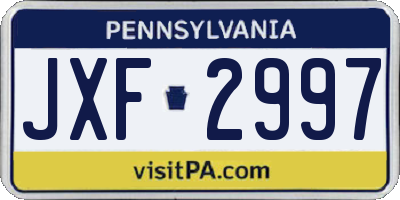 PA license plate JXF2997