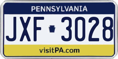 PA license plate JXF3028