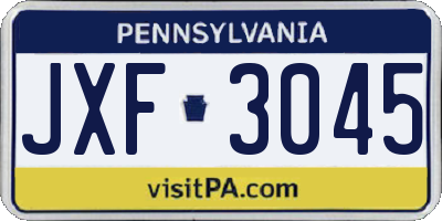 PA license plate JXF3045
