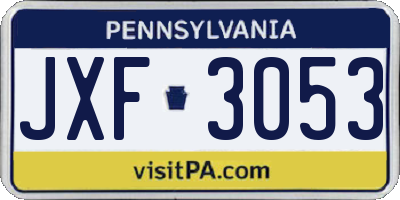 PA license plate JXF3053