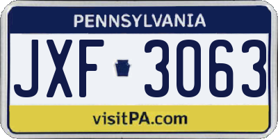 PA license plate JXF3063