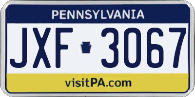 PA license plate JXF3067