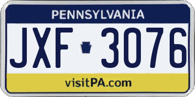 PA license plate JXF3076