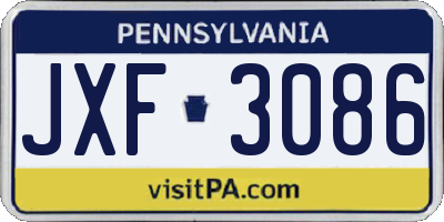 PA license plate JXF3086