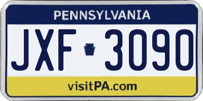 PA license plate JXF3090