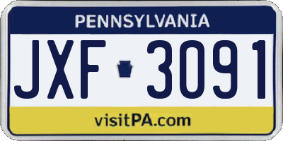 PA license plate JXF3091