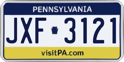 PA license plate JXF3121
