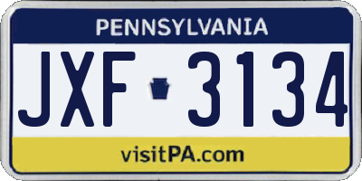 PA license plate JXF3134