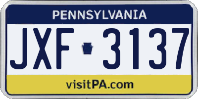 PA license plate JXF3137