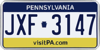 PA license plate JXF3147