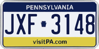 PA license plate JXF3148