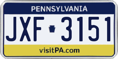 PA license plate JXF3151