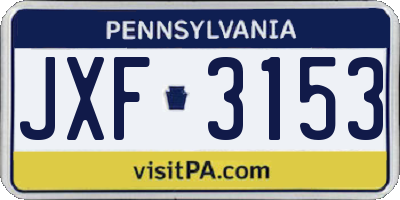 PA license plate JXF3153