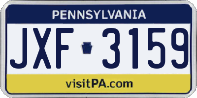 PA license plate JXF3159