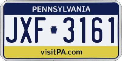 PA license plate JXF3161