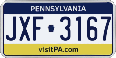 PA license plate JXF3167
