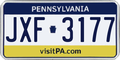 PA license plate JXF3177