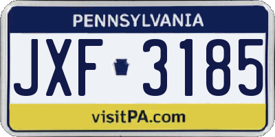 PA license plate JXF3185