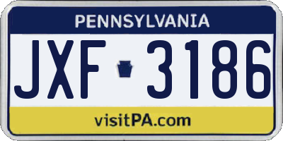 PA license plate JXF3186