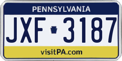 PA license plate JXF3187