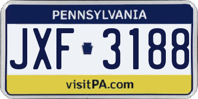 PA license plate JXF3188