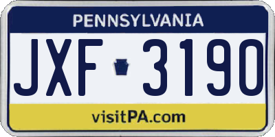 PA license plate JXF3190