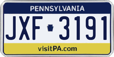 PA license plate JXF3191