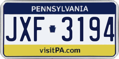 PA license plate JXF3194