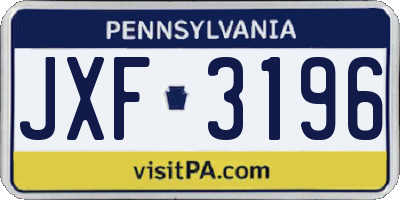 PA license plate JXF3196