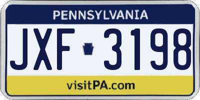 PA license plate JXF3198