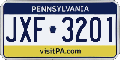 PA license plate JXF3201