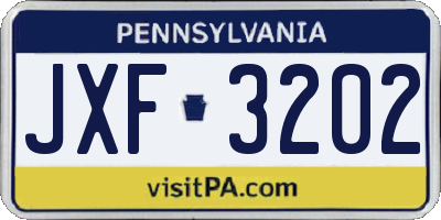 PA license plate JXF3202