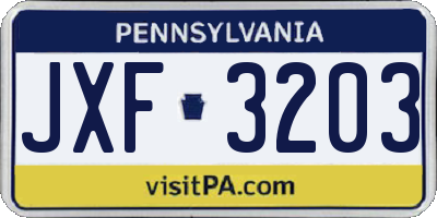 PA license plate JXF3203