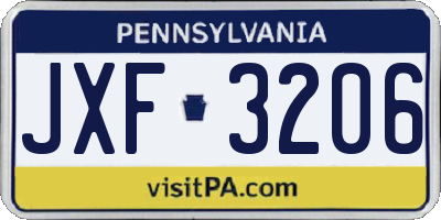PA license plate JXF3206