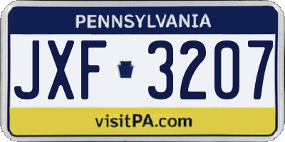PA license plate JXF3207
