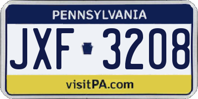 PA license plate JXF3208