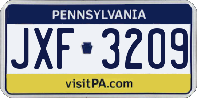 PA license plate JXF3209