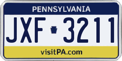 PA license plate JXF3211