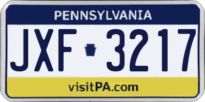 PA license plate JXF3217