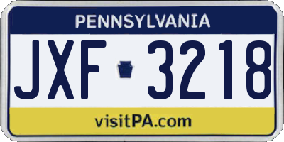 PA license plate JXF3218