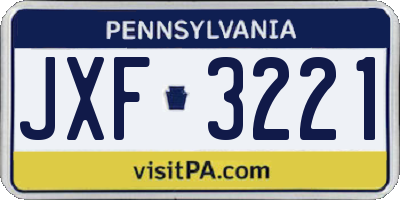 PA license plate JXF3221